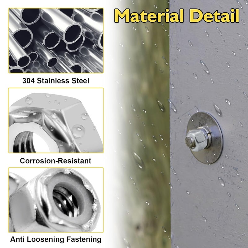 FOJOO 25 Pack 1/4"-20 Lock Nuts,304 (A2-70) Stainless Steel Nylon Insert Locknuts Standard Inch Thread Nylock Nuts for Hardware, Machinery, Automotive, Furniture Repair - Image 5